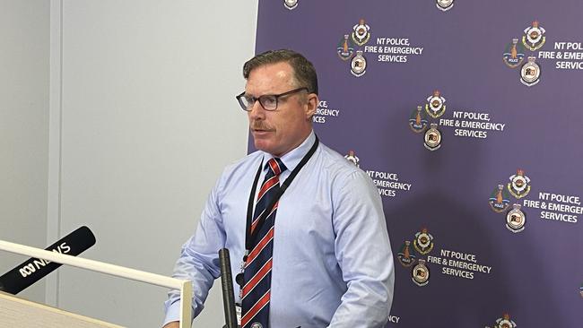 Detective Senior Sergeant Karl Day of NT Police’s Serious Crime Unit said the public arrest was deemed a “high-risk operation”. Picture: Riley Walter