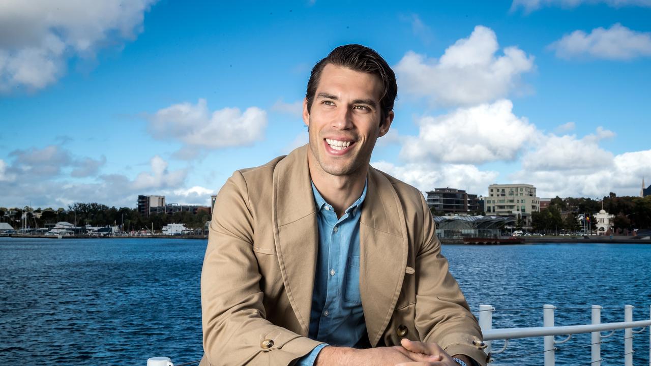 Alex Rance on the Geelong waterfront in 2017 when filming Postcards. Picture: Mark Dadswell