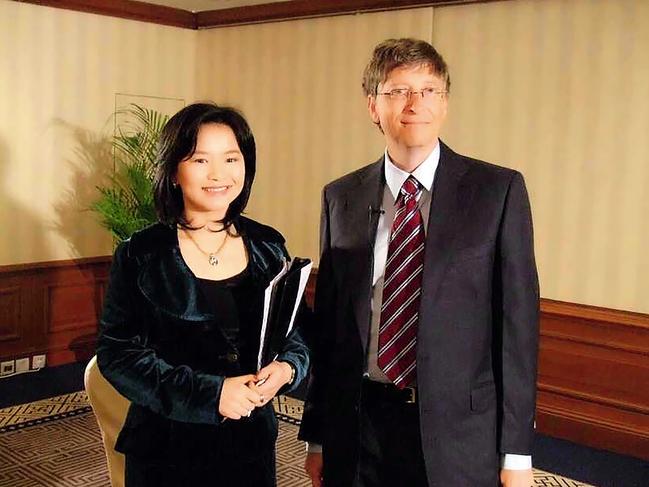 ‘Well-liked and well-respected’ … as a TV business reporter on the rise, Cheng Lei was no stranger to high-powered and famous faces, interviewing the likes of Microsoft founder Bill Gates – pictured here together in 2007, when she was CNBC’s China correspondent. Photo courtesy of Cheng Lei.