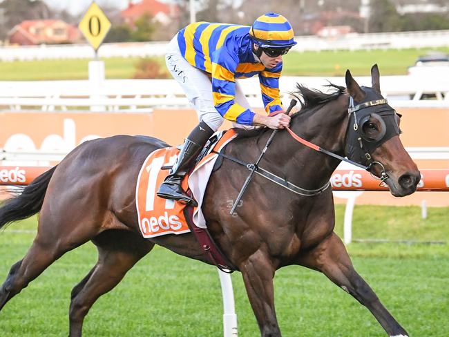 Corner Pocket ridden by Declan Bates wins the Neds Handicap  at Caulfield Racecourse on June 26, 2021 in Caulfield, Australia. (Reg Ryan/Racing Photos via Getty Images)