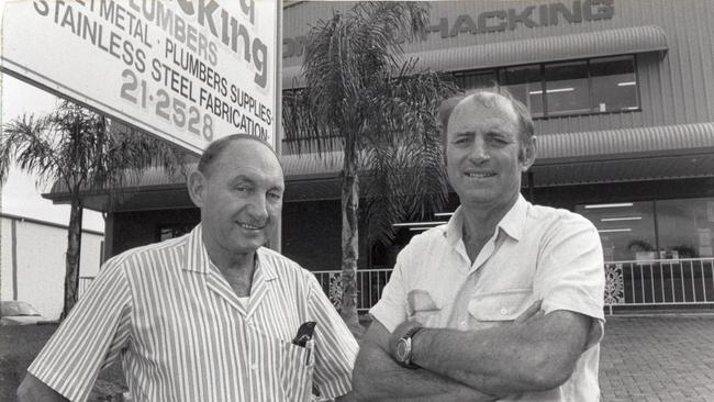 Max (right) with twin brother Brian Sidney outside Sidney &amp; Hacking on Habib Dr, South Lismore.