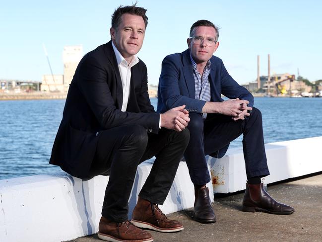 Pictured at the White Bay Cruise Terminal in Sydney is  Labour MP Chris Minns and NSW Treasurer Dominic Perrottet They will be taking part in this years CEO Sleepout which raises awareness of the plight of the homeless.Picture: Richard Dobson