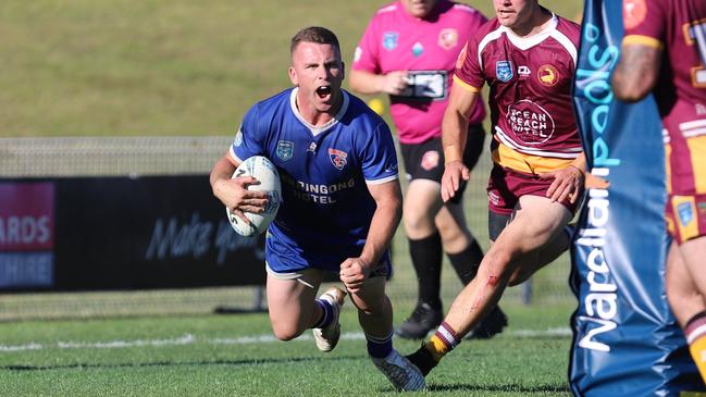 Hamish Holland goes in to score a grand final try. Picture: Steve Montgomery Sports Photography