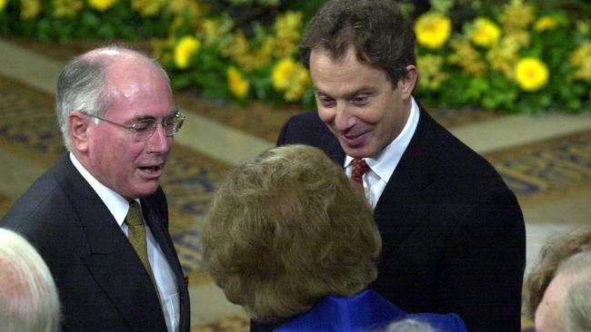 John Howard and British PM Tony Blair during a reception in the House of Lords in London in July 2000. Picture: Michael Jones