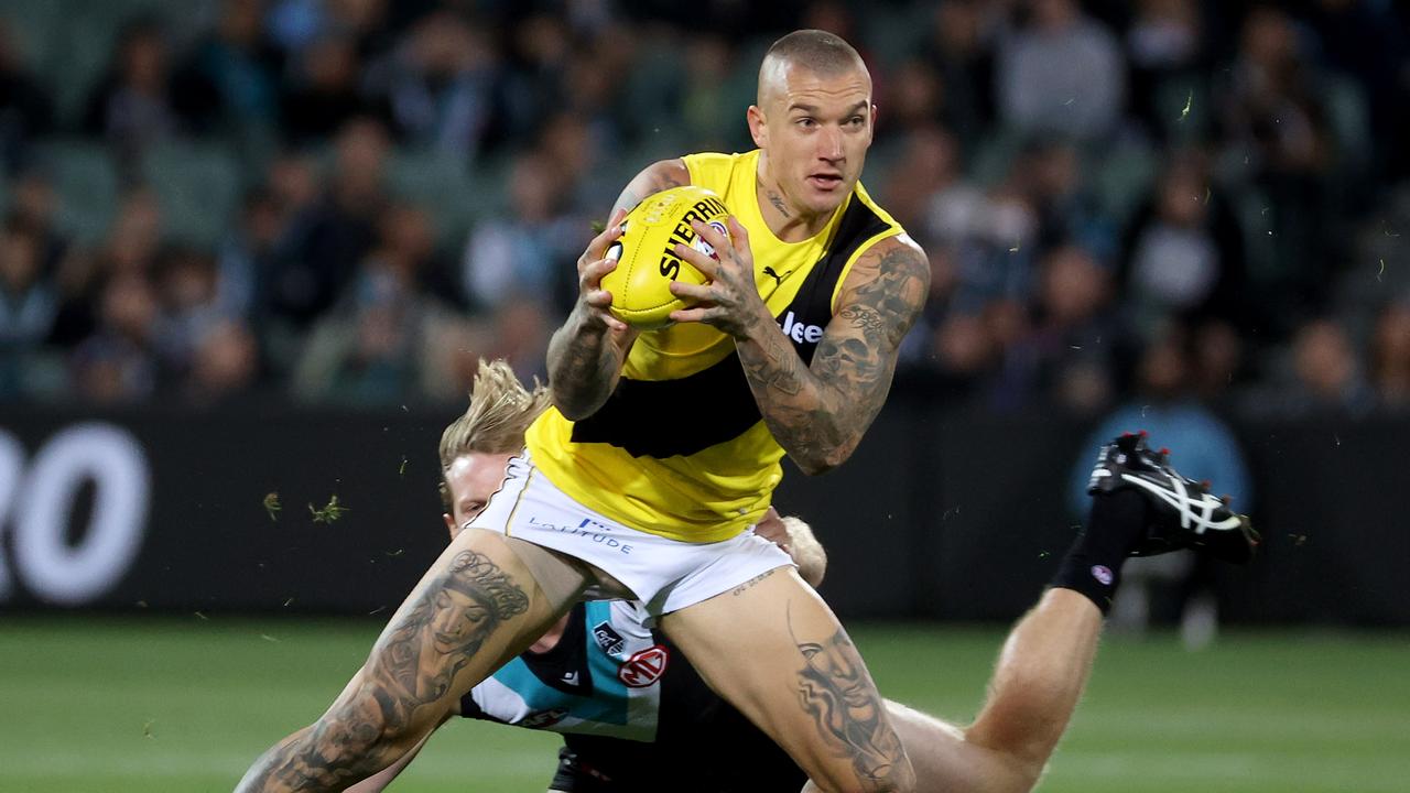 Richmond might have to topple Port Adelaide away in the final round to make the finals. Picture: James Elsby/AFL Photos via Getty Images