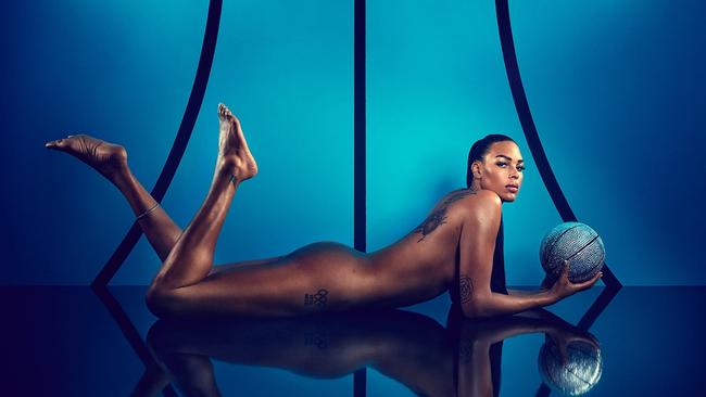 Liz Cambage posed for the 2019 ESPN 'The Body Issue'. Picture: Sophy Holland/ESPN