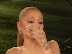 Ariana Grande was reduced to tears on Drew Barrymore's show. Picture: Twitter.