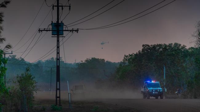 Twenty-five firefighting crews — mostly volunteers rushed to the scene of the blaze at Noonamah. Picture: Che Chorley