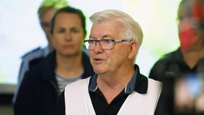 Local Disaster Management Group Terry James speaks about the impact of Tropical Cyclone Jasper at the Cairns Local Disaster Coordination Centre. Picture: Brendan Radke