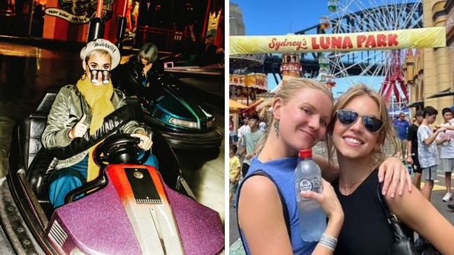 Katy Perry (left) and Sydney Sweeny (right with friend) both love Luna Park. Picture: Instagram