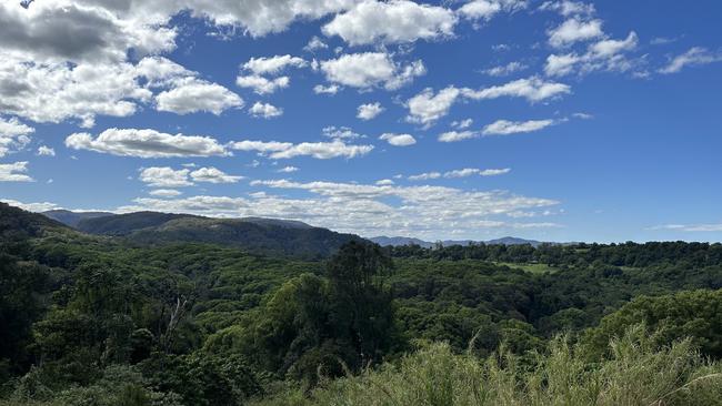 The view of Mullumbimby hills at Crystal Castle. Picture: Savannah Pocock.