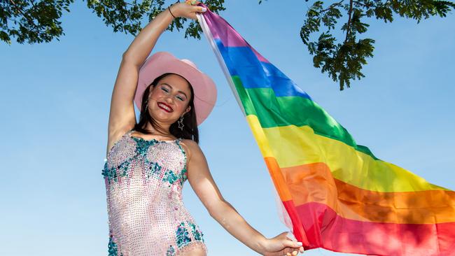 Ambra Soci as Pride Parade takes off in Darwin City, 2024. Picture: Pema Tamang Pakhrin