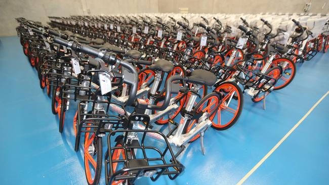 Some of the bikes used in the first bike share scheme. Picture: Mike Batterham.