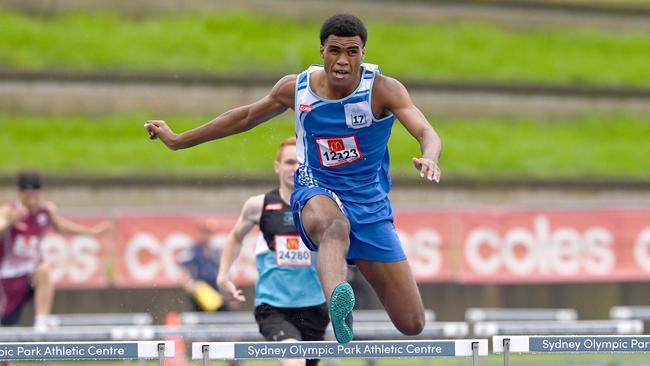 Egbu from Canterbury club in the U17 300m Hurdles (76cm).