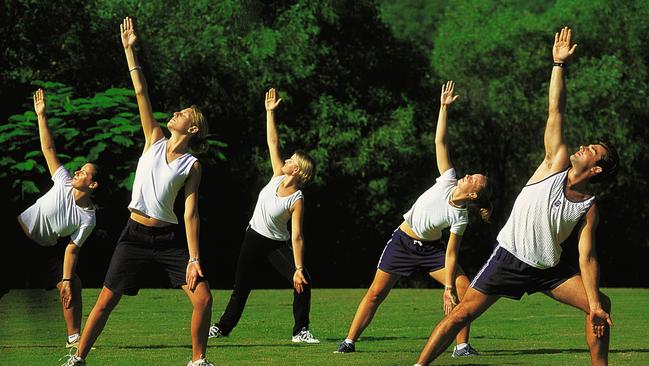 Fitness class at the Golden Door Health Retreat back in 2002.