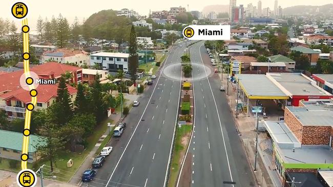 Gold Coast Light Rail Stage 3A artist impressions and stations between Broadbeach and Burleigh Heads