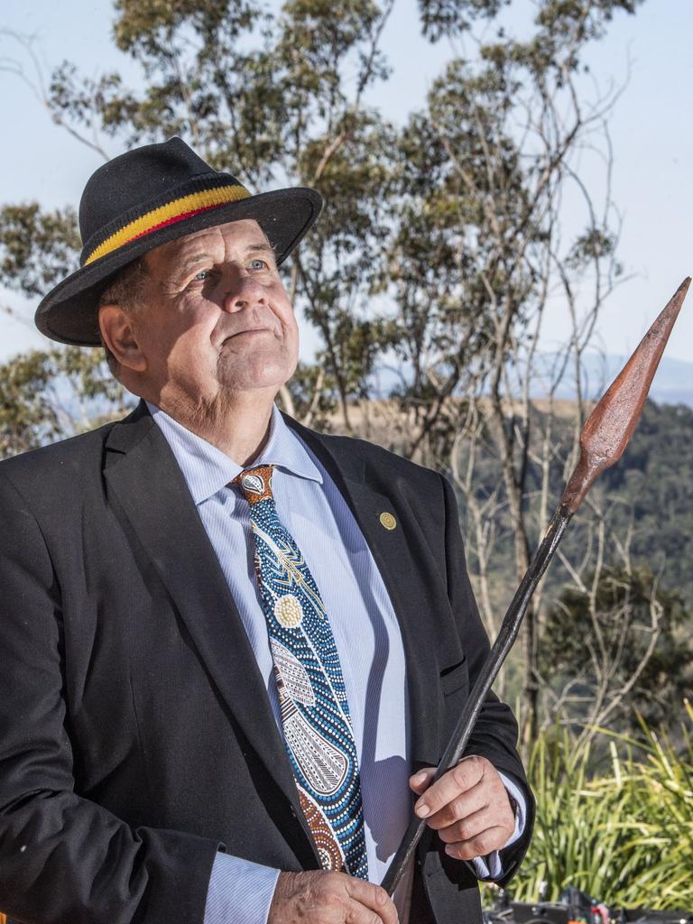 Uncle Wayne Fossey at the 179th Anniversary of the Battle of Meewah. Picture: Nev Madsen.