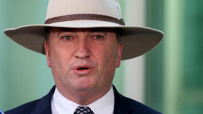 Deputy PM Barnaby Joyce at a press conference at Parliament House in Canberra. Picture: Kym Smith