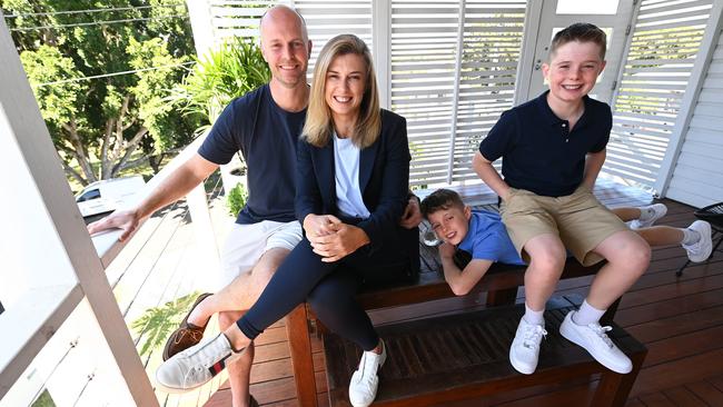 Nadia Tucker with husband James and children Lachlan, 8, and Hamish, 10. Picture: Lyndon Mechielsen