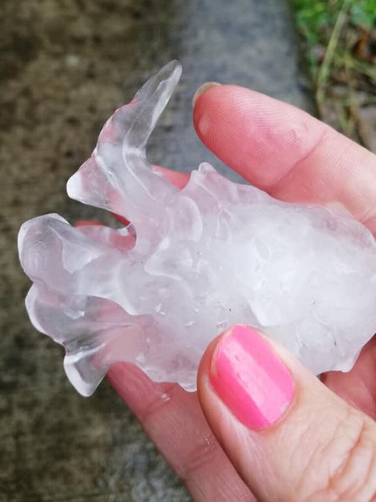 Large hail at Cedar Vale in Logan. Picture: Sarah Becht