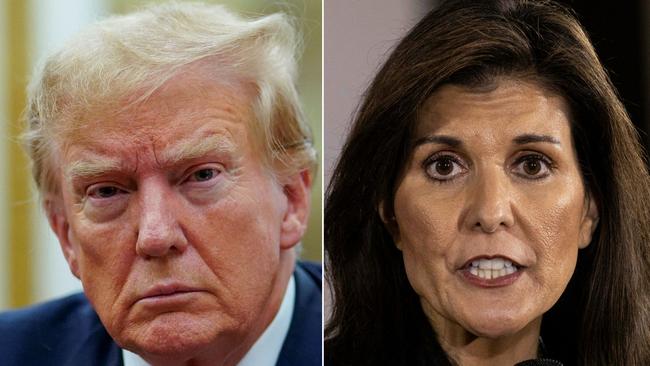 Former US President Donald Trump (L) and former UN Ambassador Nikki Haley.