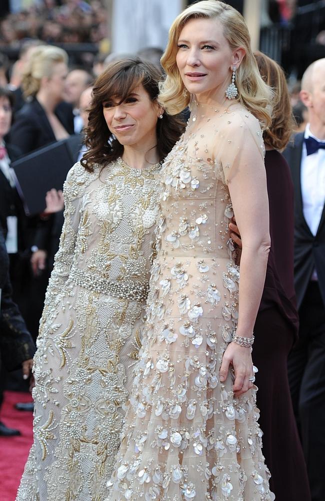 Stunning as always ... Cate Blanchett with her Blue Jasmine co-star Sally Hawkins on the red carpet. 