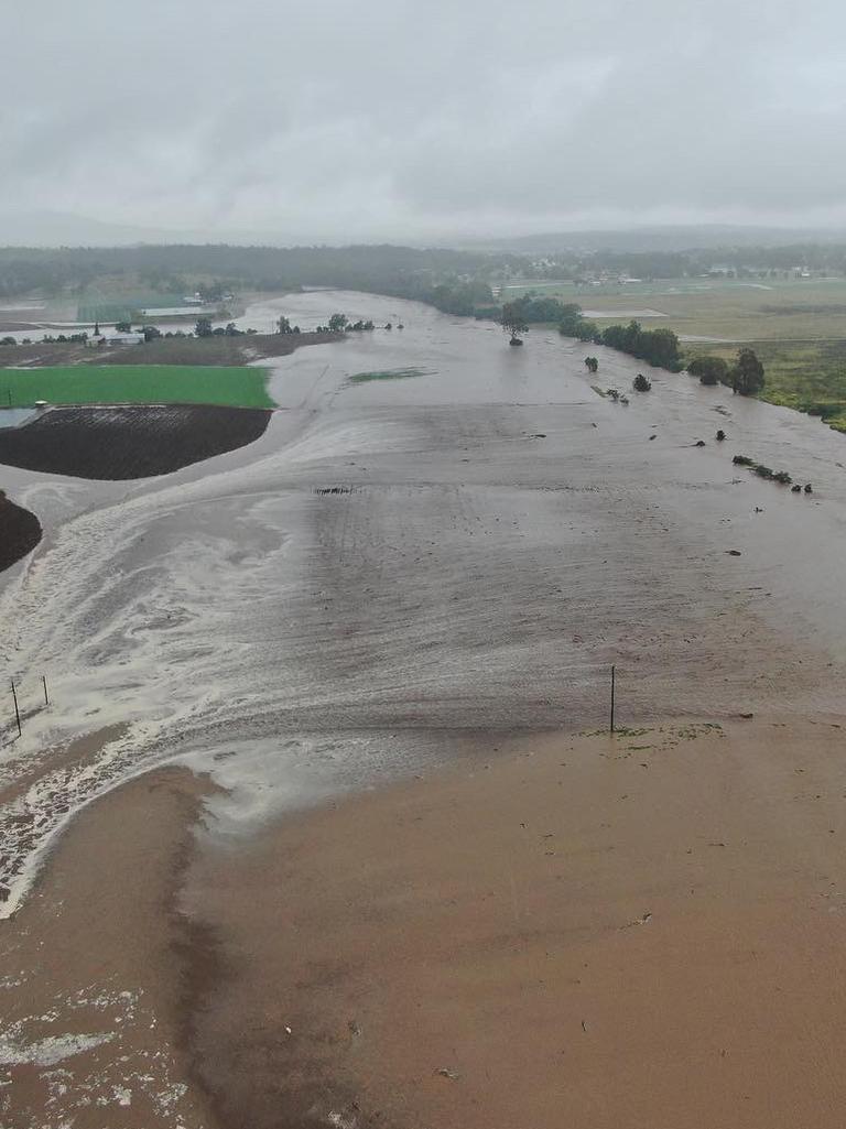 Aerial footage of flooding in the Lockyer Valley on Sunday. Photo: Joe Kluck.