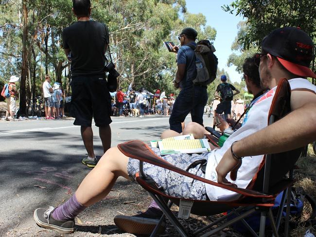 Crowds pack Mount Buninyong for the men's road race. Picture: Reece Homfray.