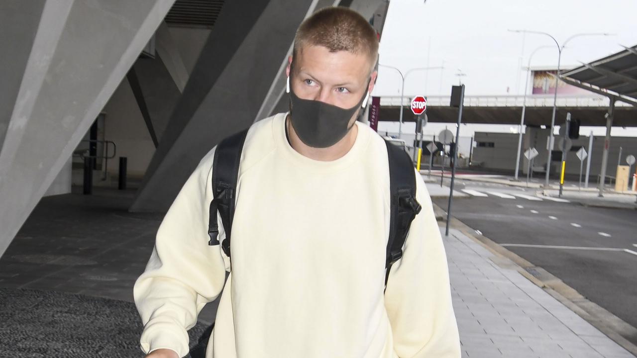Collingwood Bad Boy Jordan de Goey arrives back in Australia, after his alleged incident in New York. Jordan landed at Sydney Airport, on a flight from Los Angeles. EXCLUSIVE