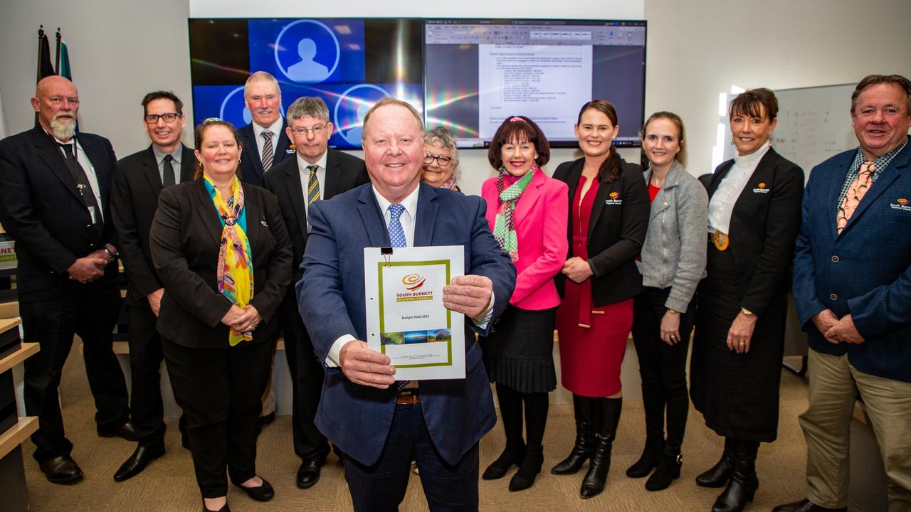 South Burnett Regional Council finace team and councillors at the adoption of the 2022-23 budget, July 8, 2022. Picture: Dominic Elsome