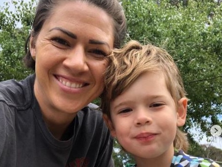 Dr Kyl Myers and her son Zoomer. Picture: Instagram