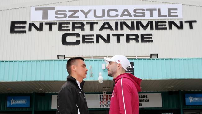 Tim Tszyu and Michael Zerafa at the newly named ‘Tszyucastle’ Entertainment Centre.