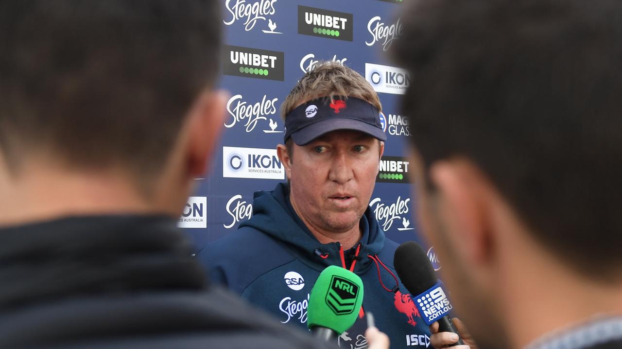 Sydney Roosters coach Trent Robinson has endorsed assistant Adam O’Brien for the Knights job. (AAP Image/Dean Lewins) NO ARCHIVING