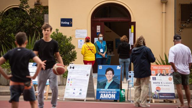 People at the Newport SLSC polling booth last month. Picture: Julian Andrews