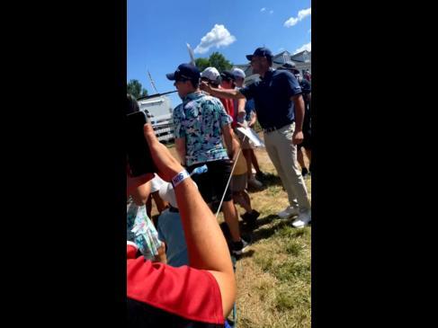 Pro golfer Bryson DeChambeau screams at fan to give ball back to kid