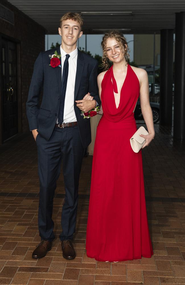 Sam Coleborn and partner Hannah Coggan at Toowoomba Grammar School formal at Rumours International, Wednesday, November 13, 2024. Picture: Kevin Farmer