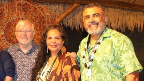 First Nations People Ambassador Justin Mohamed with Ambassador to the US Kevin Rudd in Honolulu in June 2024. Supplied