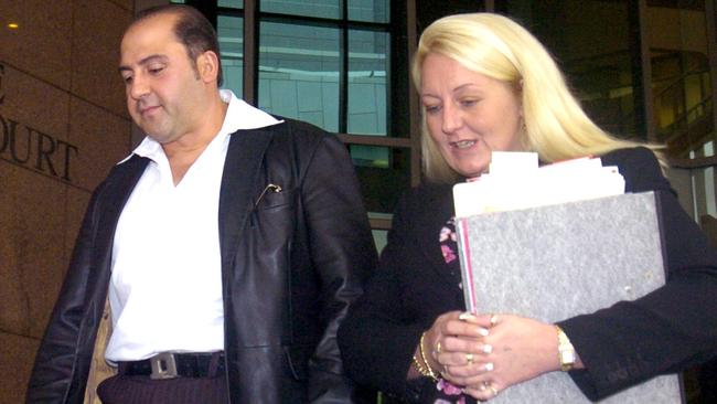 Tony Mokbel leaves Melbourne Magistrates’ Court with Nicola Gobbo.