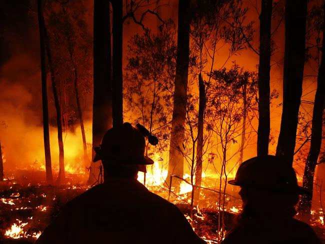 Crews monitor fires and begin back burns between the towns of Orbost and Lakes Entrance in east Gipplsland. Picture: Getty