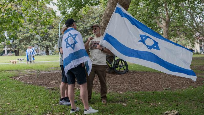 Attendees decked in Israeli flags. Picture: Flavio Brancaleone