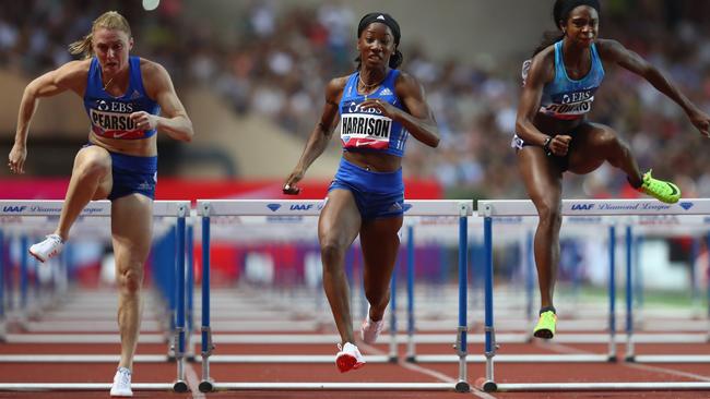 Sally Pearson ran home fifth, behind winner Kendra Harrison in the 100m hurdles at the IAAF Diamond League Meeting in Monaco.