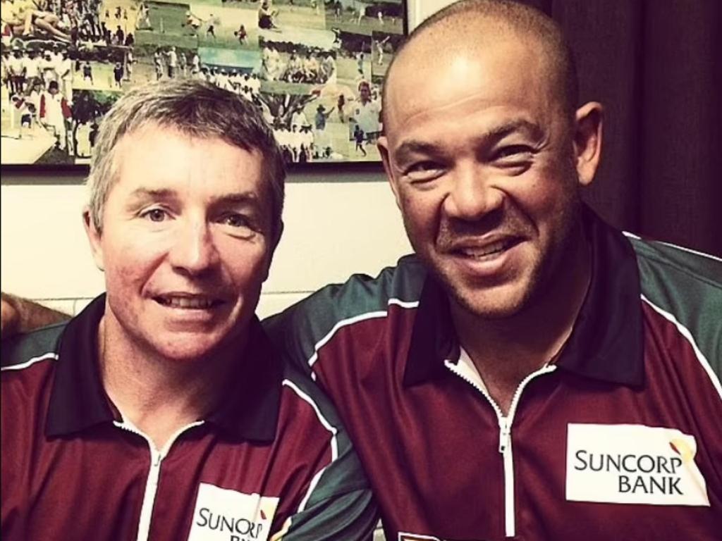 Paul Green and Andrew Symonds together after a charity cricket match.