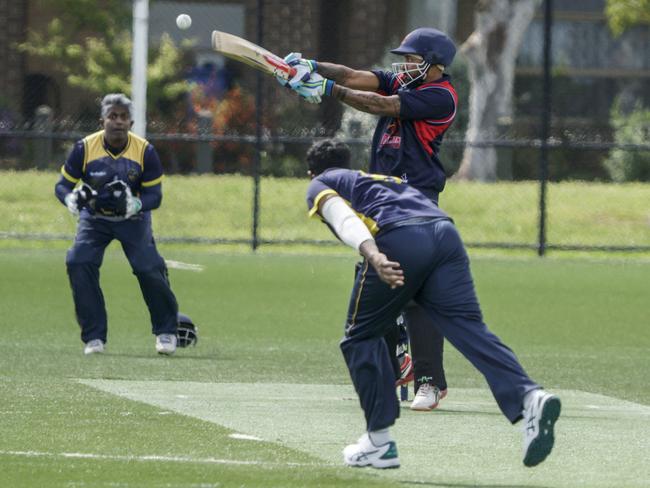 Gamini Kumara plays a pull shot. Picture: Valeriu Campan