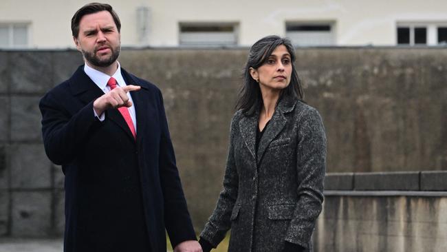 US Vice-President JD Vance and his wife Usha tour the Dachau concentration camp memorial site in southern Germany on Thursday. Picture: AFP