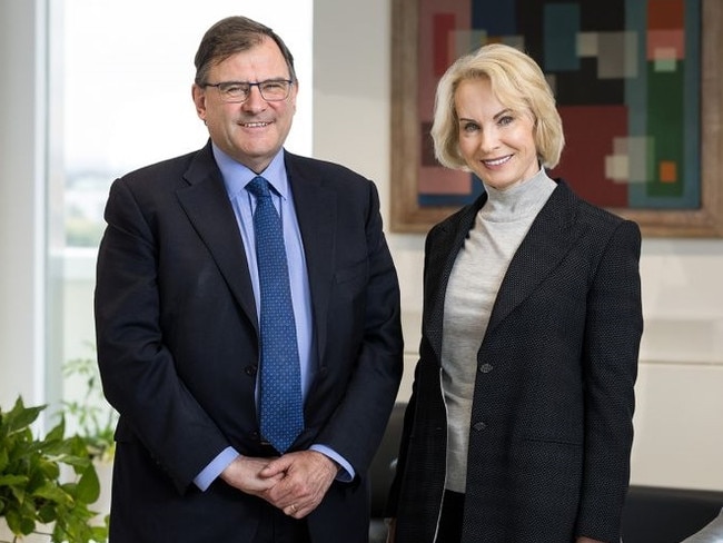 University of Melbourne vice-chancellor Duncan Maskell and Chancellor Jane Hansen AO. Picture: Peter Casamento/University of Melbourne.