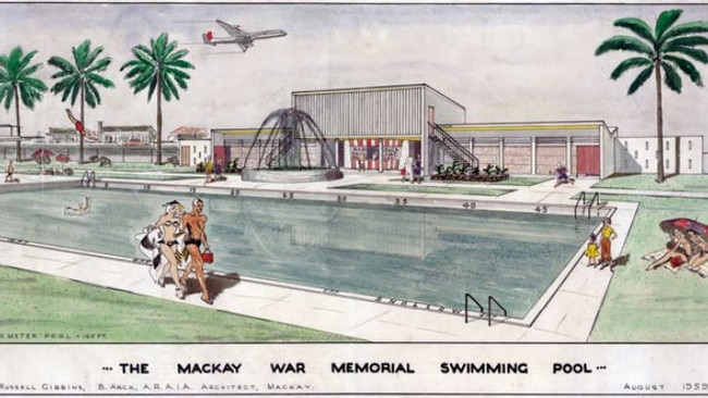 An artist's impression of Architects Russell Gibbin's original design for the Mackay Memorial Swimming Centre. Picture: Contributed.