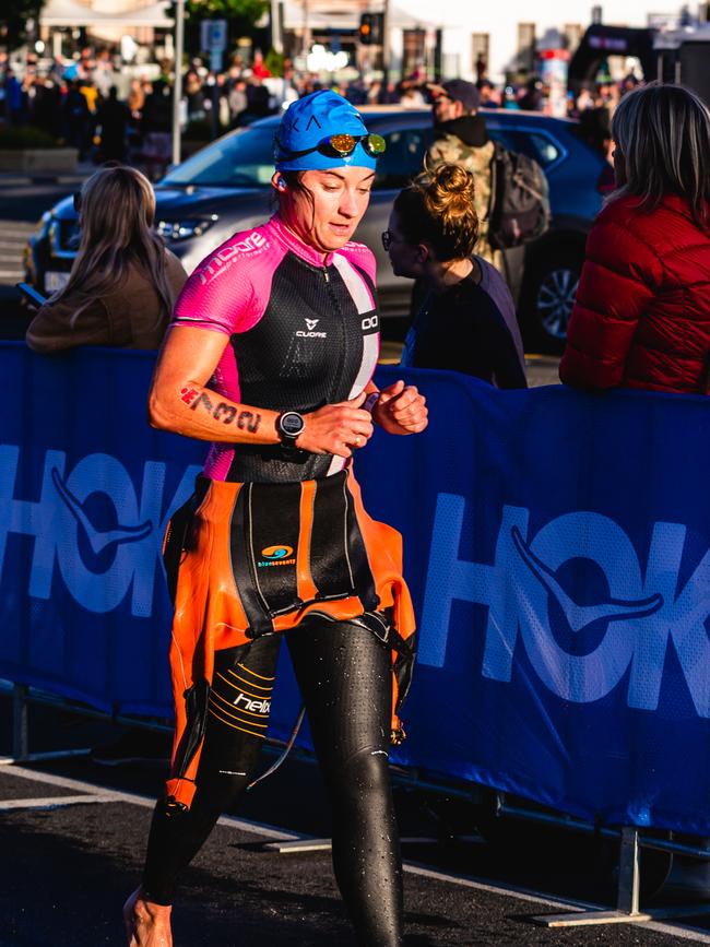 Competitors in the Ironman 70.3 Tasmania in Hobart Picture: Linda Higginson