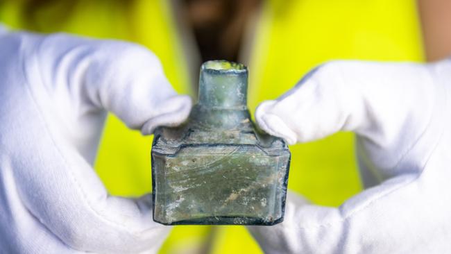 A tiny ink jar has survived amid the industrial site for decades. Picture: Jake Nowakowski