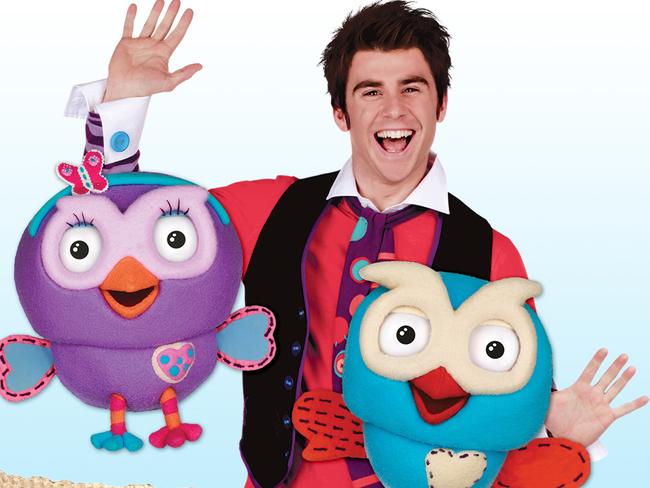 Jimmy Giggle, played by James Rees, with Hootabelle and Hoot are favourites with our young kids. Picture: Supplied / ABC