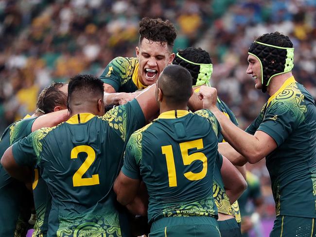 The Wallabies during the 2019 Rugby World Cup in Japan.